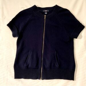 Chaps Navy Blue Short Sleeve Cardigan